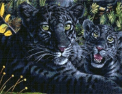 Набор для вышивания Kustom Krafts 99397 Набор для вышивания "Черная пантера с детенышем"