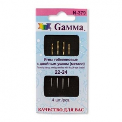 Gamma N-379 Иглы гобеленовые №22-24, c двойным ушком, 4 шт - интернет магазин Стелла Арт