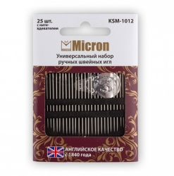Micron KSM-1012 Набор швейных игл универсальный, блистер 25 шт. + нитевдеватель - интернет магазин Стелла Арт