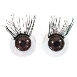 ВА-00012187 ТР-15 Глазки клеевые круглые с ресницами 15 мм (коричневый), 10 шт в упаковке - интернет магазин Стелла Арт