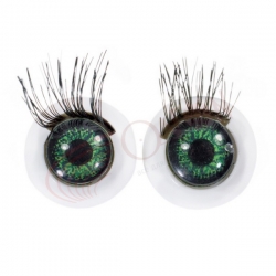 ВА-00012188 ТР-15 Глазки клеевые круглые с ресницами 15 мм (зеленый), 10 шт в упаковке - интернет магазин Стелла Арт