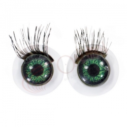 ВА-00012182 ТР-12 Глазки клеевые круглые с ресницами 12 мм (зеленый) 10 шт в упаковке - интернет магазин Стелла Арт