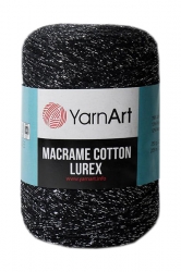 YarnArt Macrame cotton lurex 723 черный серебро - интернет магазин Стелла Арт
