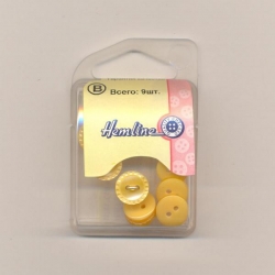 Hemline 04.013.18.16 Пуговицы "Basic" 11 мм, 9 штук в упаковке, цвет желтый