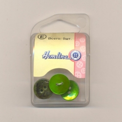 Hemline 04.056.24.12 Пуговицы "Shell", 15 мм, 5 штук в упаковке, цвет зеленый
