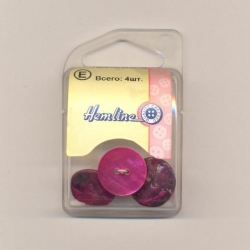 Hemline 04.056.28.27 Пуговицы "Shell", 18 мм, 4 штуки в упаковке, цвет фуксия