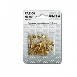 Blitz PAZ-00 Булавки английские №00 под золото в блистере 25 шт, 22 мм, купить в интернет магазине Стелла Арт