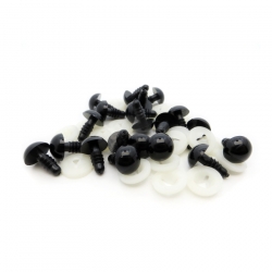 Рукоделие GV05 Глазки пластиковые винтовые с заглушками 20 штук в упаковке, цвет черный, 10 х 4 мм - интернет магазин Стелла Арт