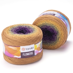 YarnArt Flowers 315 бежевый фиолетовый - интернет магазин Стелла Арт
