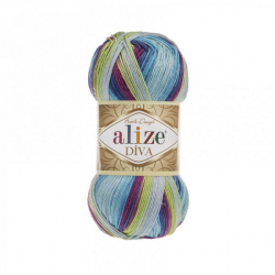 Alize Diva batik 6790 голубой зеленый фиолетовый