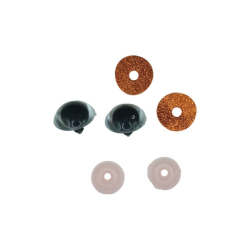 Глаза винтовые круглые чёрные пластиковые 22 мм с фиксатором, с оранжевой искоркой, цена за 2 шт - интернет магазин Стелла Арт