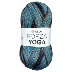 YarnArt Forza Yoga 2509 бирюза черный синий - интернет магазин Стелла Арт