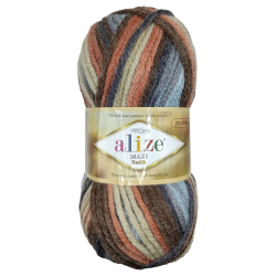 Alize Superlana maxi batik 7942 голубой коричневый красный. - интернет магазин Стелла Арт