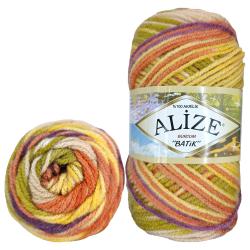 Alize Burcum batik 8027 желтый фиолетовый