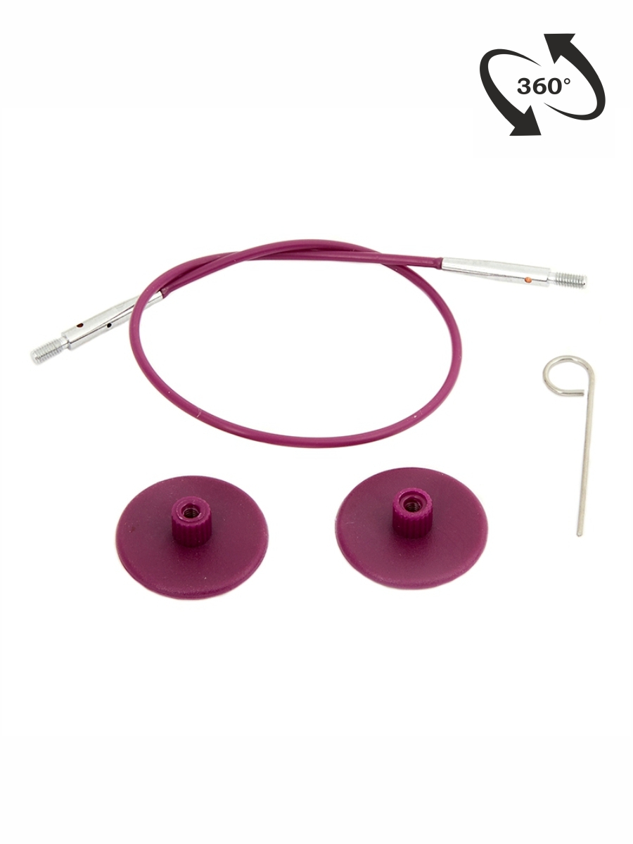 KnitPro 10642 Набор: тросик 360° 28 см (50 см), 2 заглушки и кабельный ключик