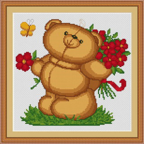 Luca-S B171 Набор для вышивания Медвежонок с цветами