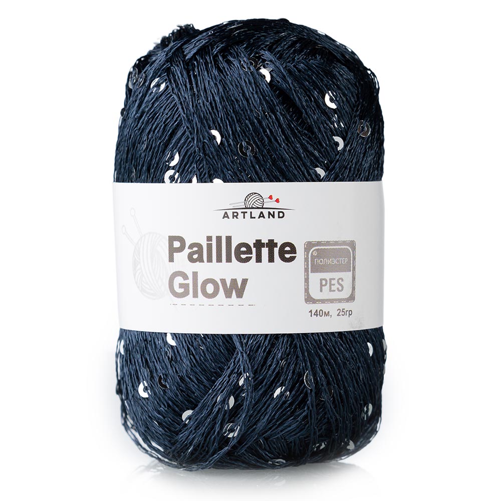 Пряжа Paillette Glow добавочная нить с пайетками на полиэстре 64 тёмно-синий