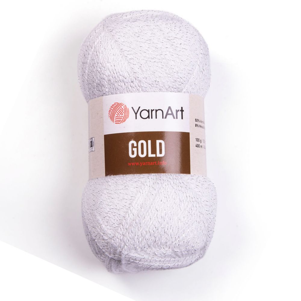 YarnArt Gold 9051 белый с серебром