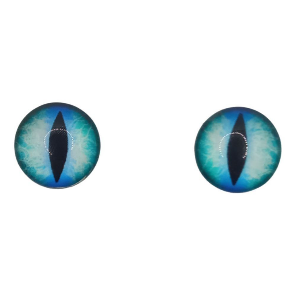 Глаза кабошоны круглые клеевые пластиковые, зрачок кошачий глаз, цвет синий, 14 мм, цена за 2 шт