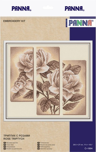 Panna C-1894 Набор для вышивания Триптих с розами