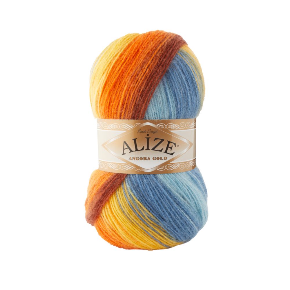 Alize Angora gold batik 7647 оранжевый голубой.
