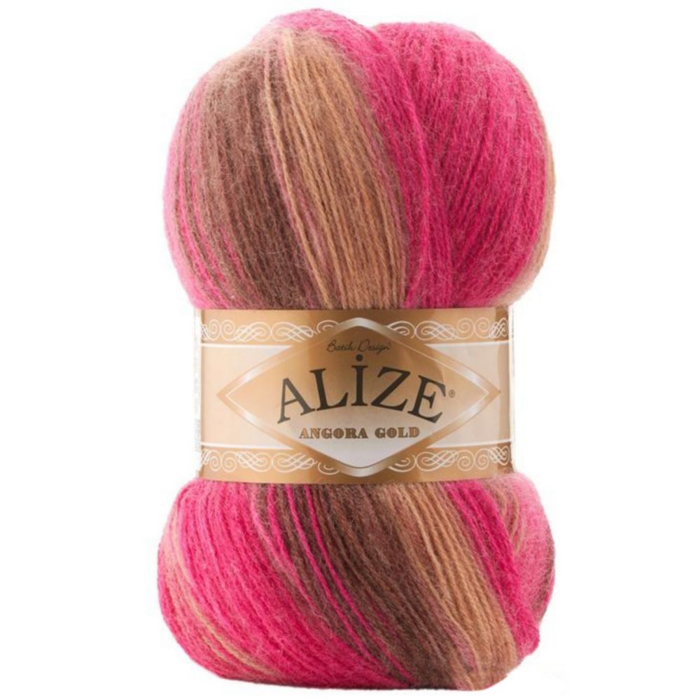 Alize Angora gold batik 7157 ярко-розовый серый