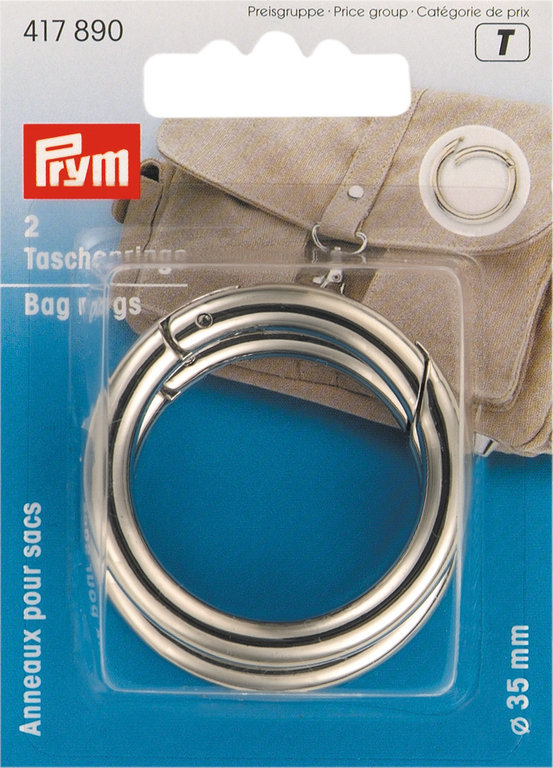 Prym 417890 Кольцо для сумки металл, 35 мм, 2 шт в блистере
