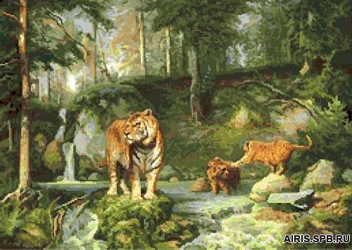 Гобелен Классик 324 Набор для вышивания Тигры в лесу