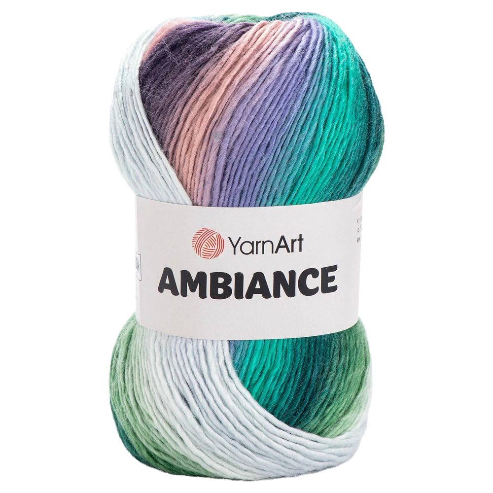 YarnArt Ambiance 166 белый сиреневый зеленый