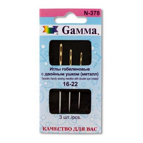 Gamma N-378 Иглы ручные гобеленовые №16-22, c двойным ушком, 3 шт