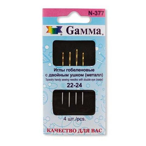 Gamma N-377 Иглы ручные гобеленовые №22-24, c двойным ушком, 4 шт