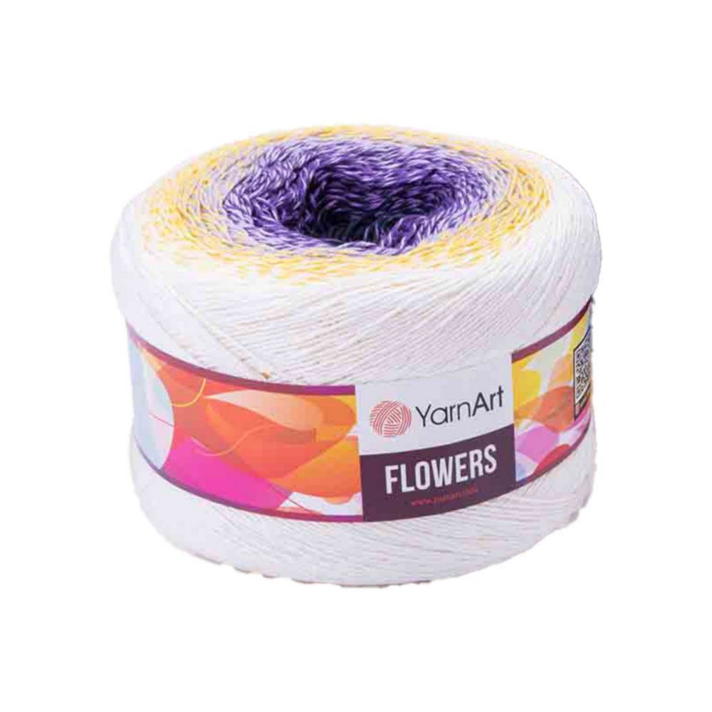 YarnArt Flowers 307 фиолетовый желтый белый