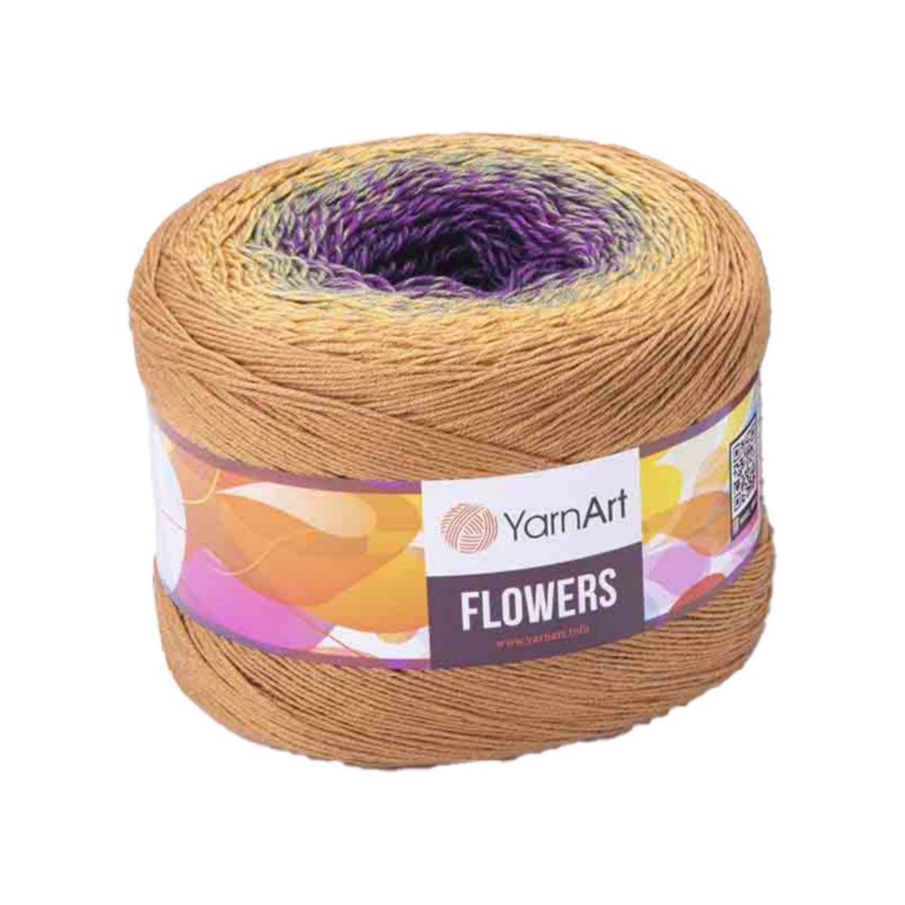 YarnArt Flowers 315 бежевый фиолетовый