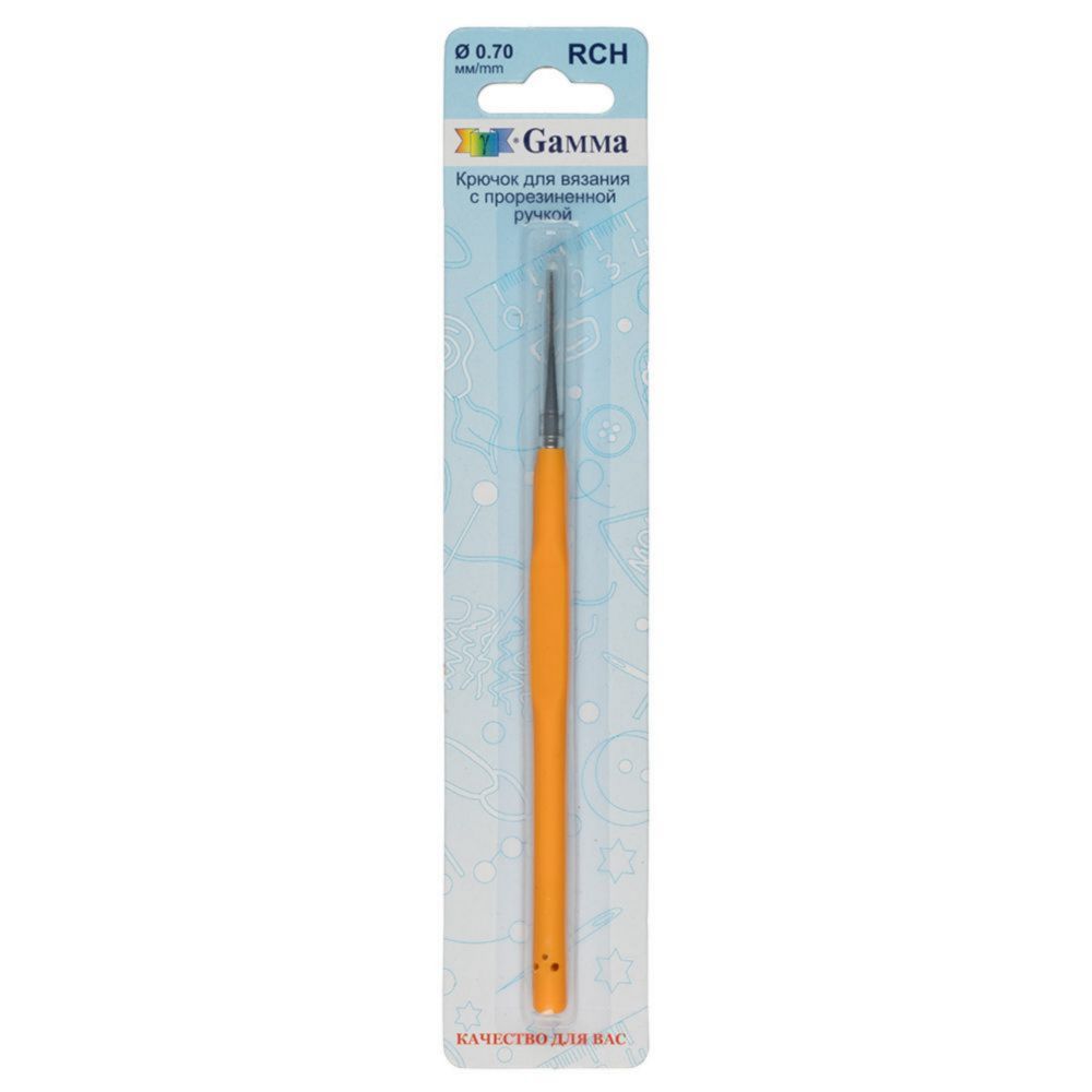 Gamma RCH Крючок для вязания с прорезиненной ручкой №0.7