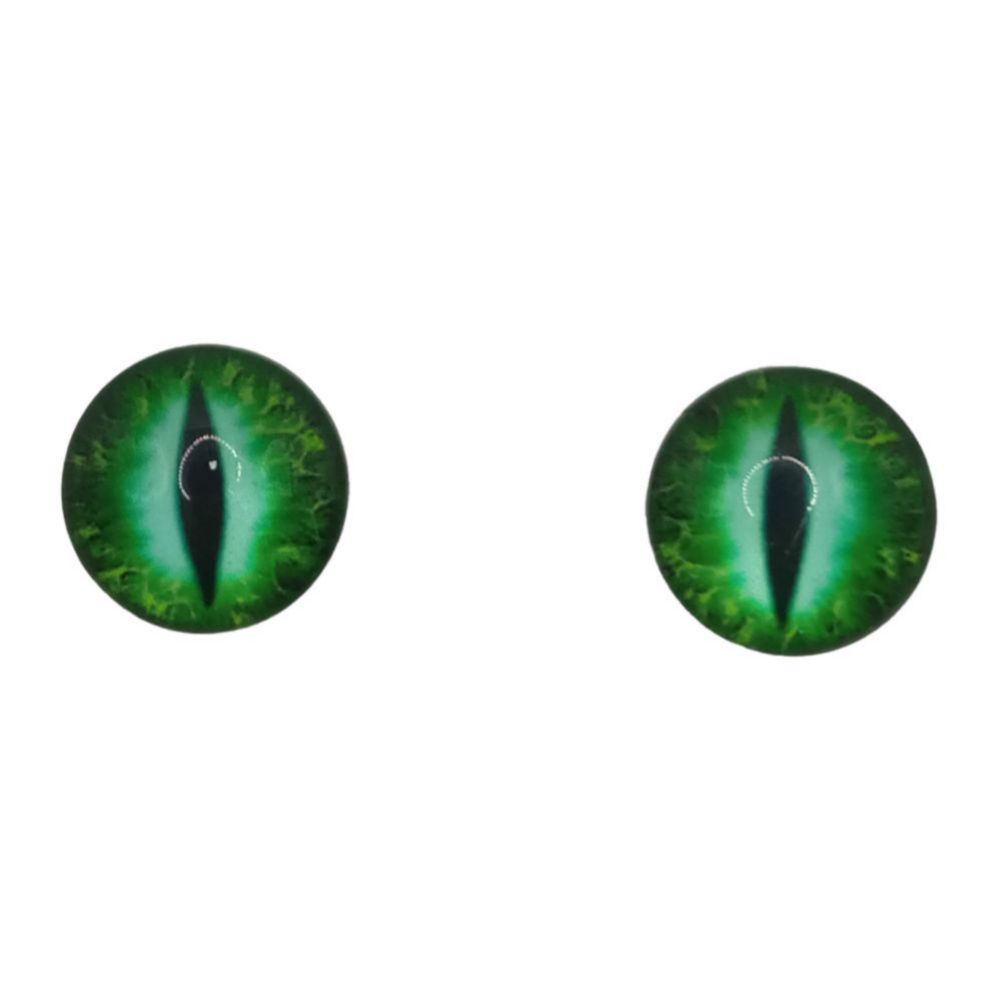Глаза кабошоны круглые клеевые пластиковые, зрачок кошачий глаз, цвет зелёный, 14 мм, цена за 2 шт