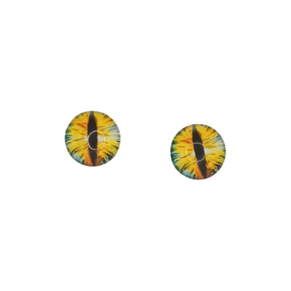 Глаза кабошоны круглые клеевые пластиковые, зрачок кошачий глаз, цвет жёлтый, 14 мм, цена за 2 шт