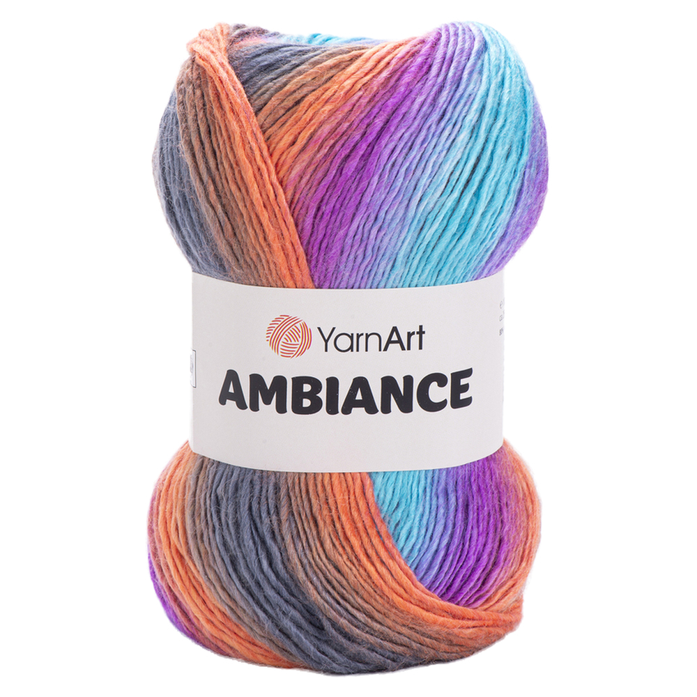 YarnArt Ambiance 167 черный оранжевый сирень бирюза