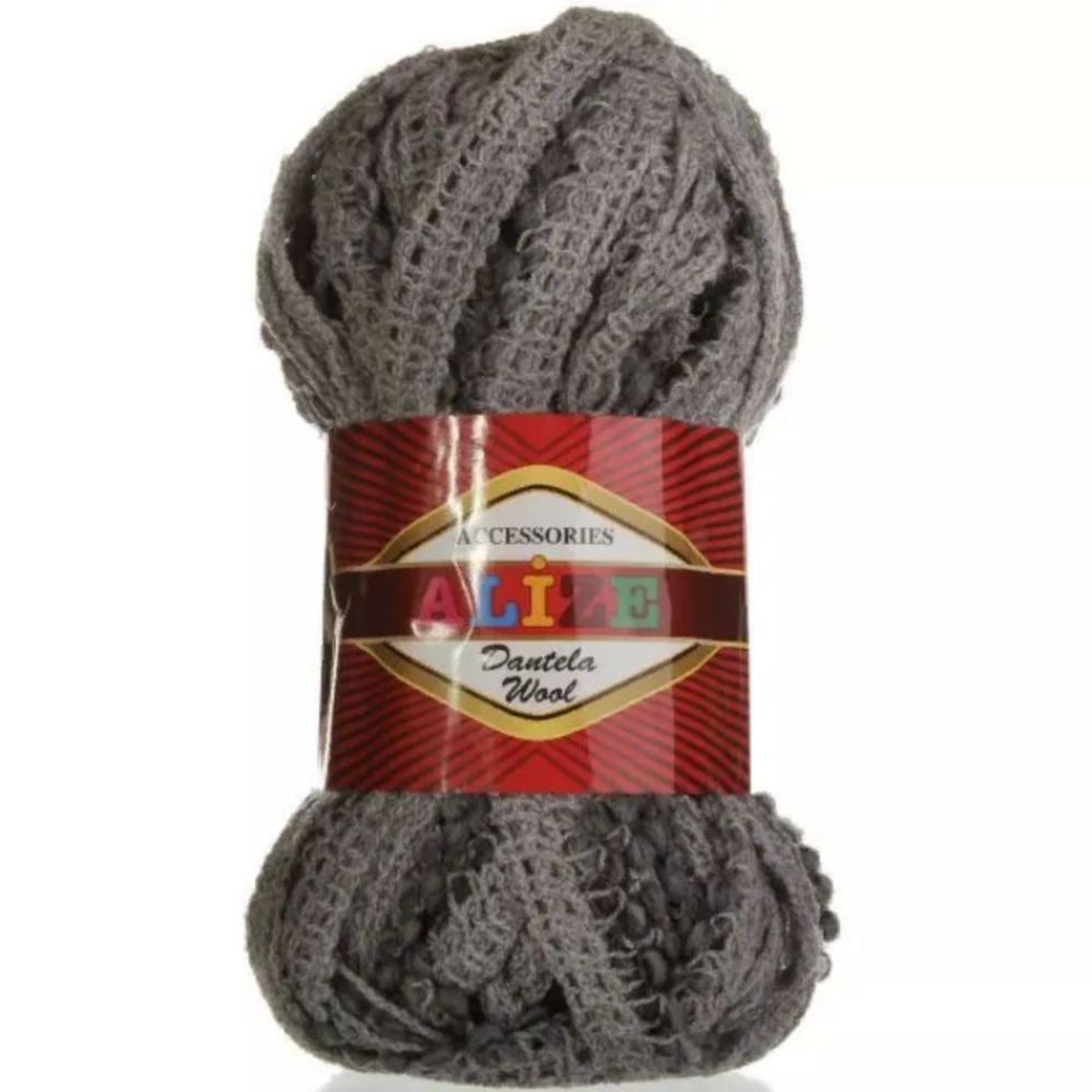 Alize Dantela wool 1491 серый с черным- 1 упаковка
